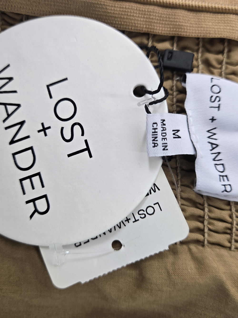 Lost + Wander Macaroon Tie Strap Linen Blend Romper Brown Tan NWT - Medium - Picture 7 of 9